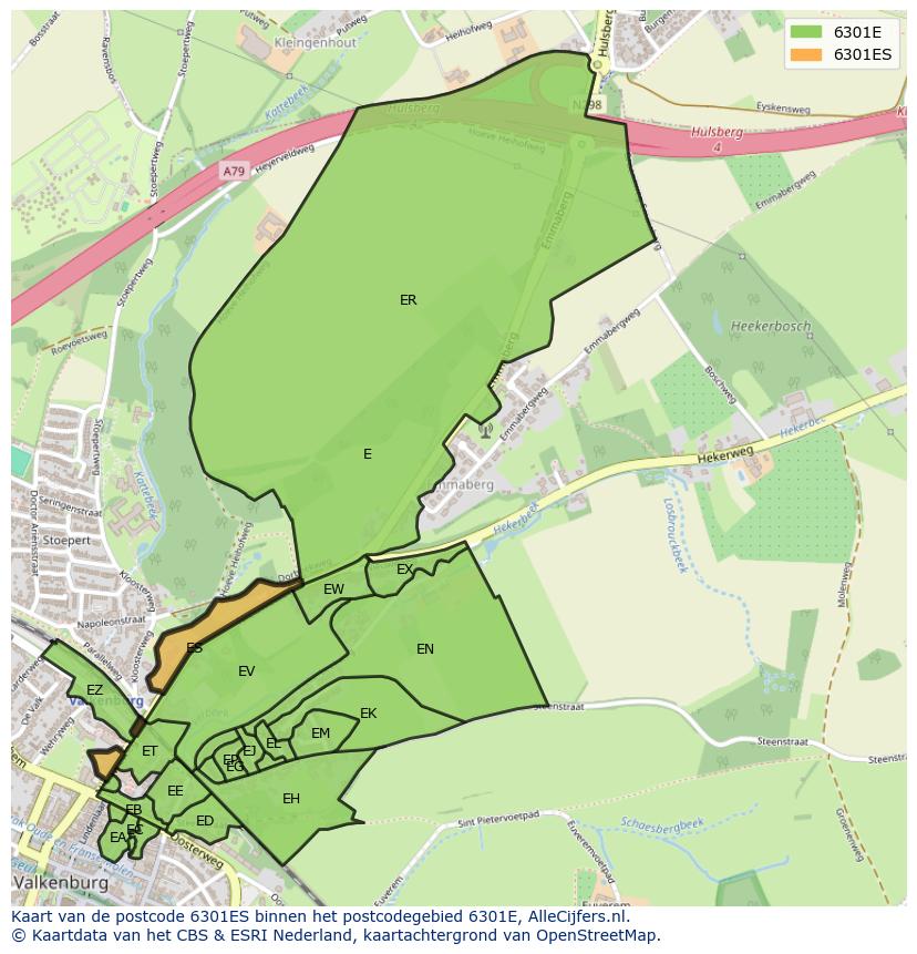 Afbeelding van het postcodegebied 6301 ES op de kaart.