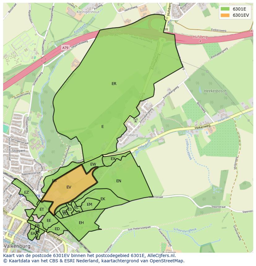 Afbeelding van het postcodegebied 6301 EV op de kaart.