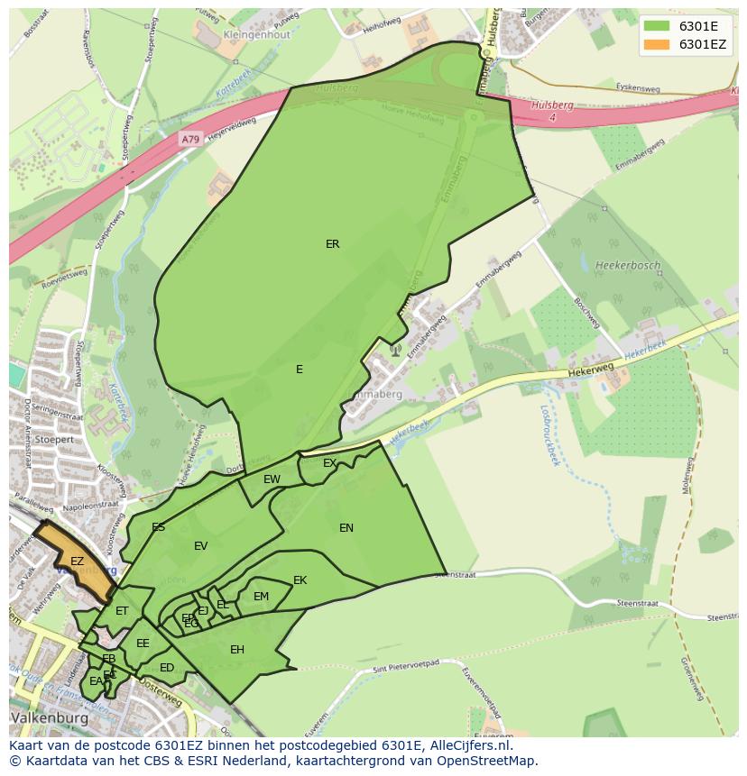 Afbeelding van het postcodegebied 6301 EZ op de kaart.