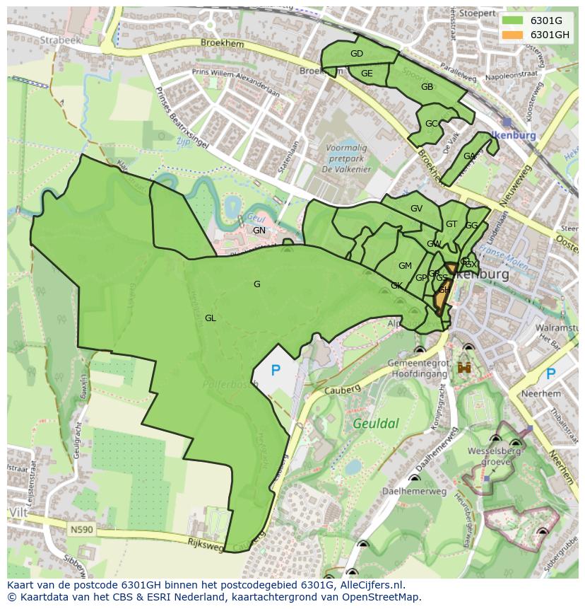 Afbeelding van het postcodegebied 6301 GH op de kaart.