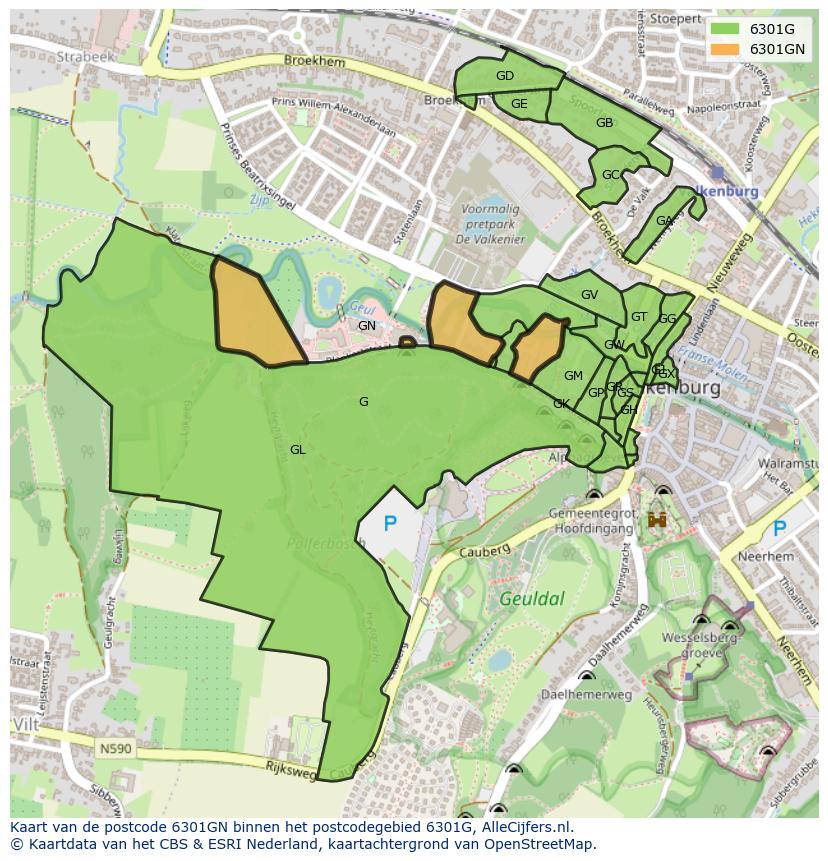 Afbeelding van het postcodegebied 6301 GN op de kaart.