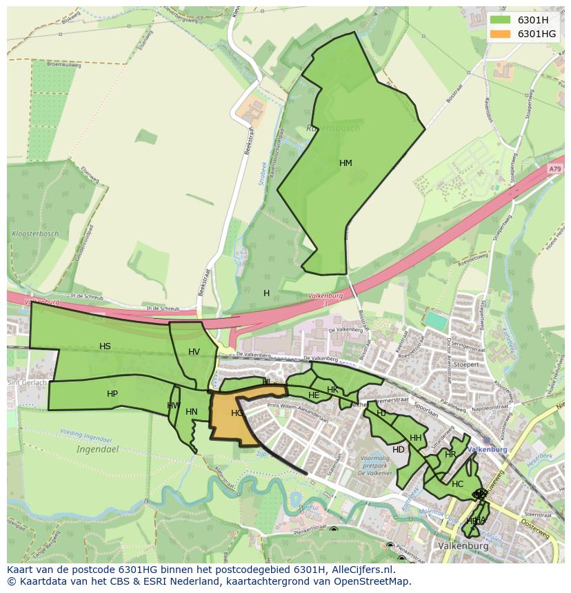 Afbeelding van het postcodegebied 6301 HG op de kaart.
