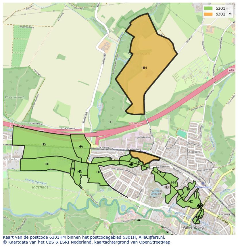 Afbeelding van het postcodegebied 6301 HM op de kaart.