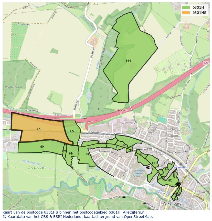 Afbeelding van het postcodegebied 6301 HS op de kaart.