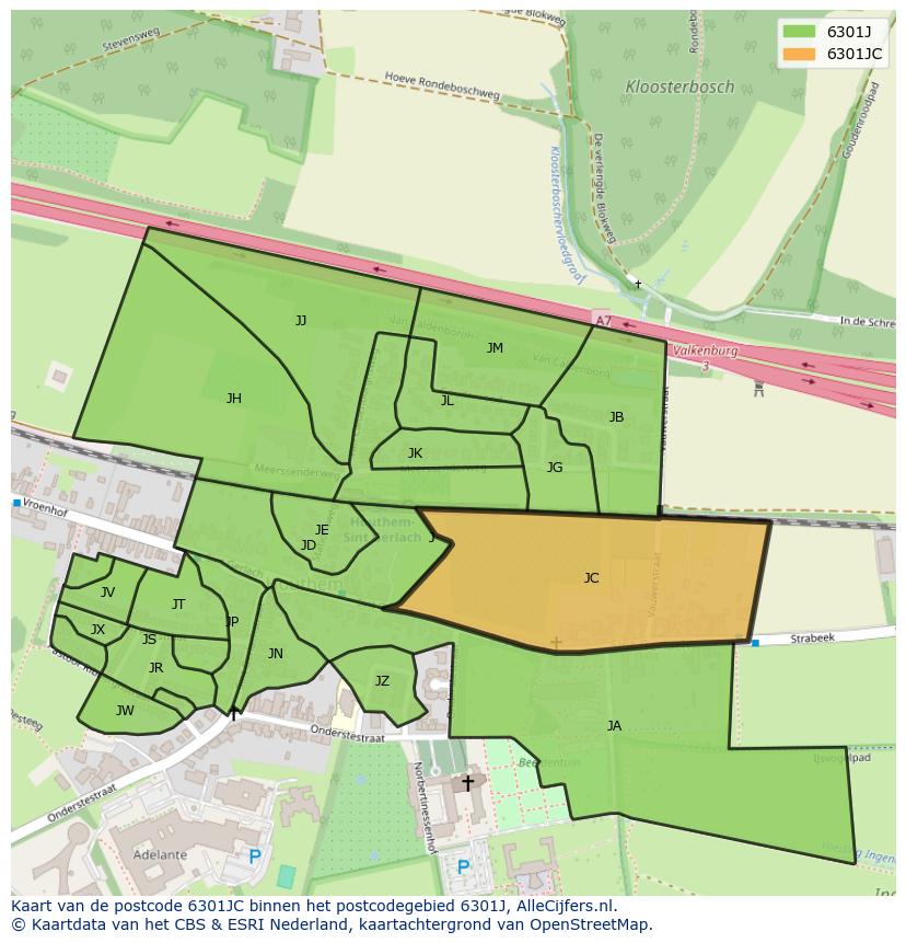 Afbeelding van het postcodegebied 6301 JC op de kaart.