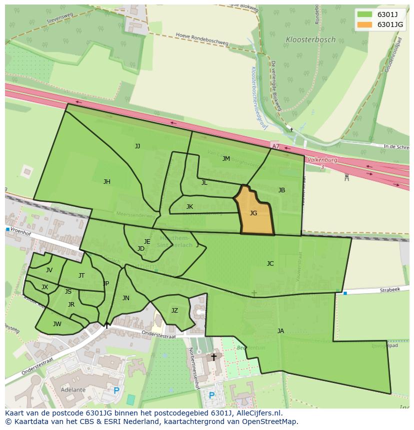 Afbeelding van het postcodegebied 6301 JG op de kaart.