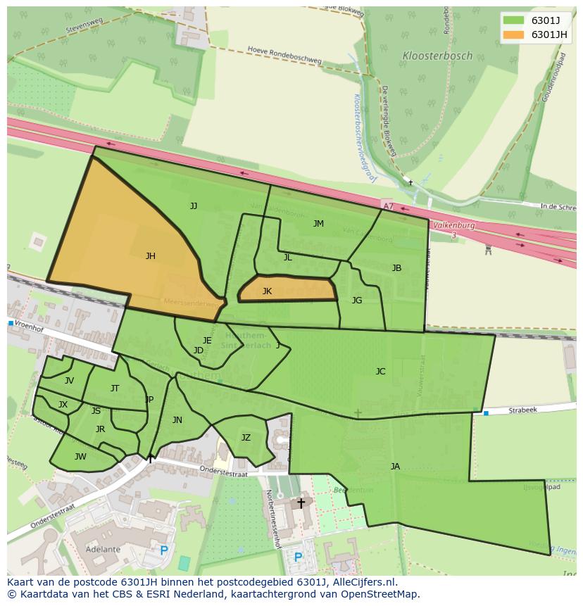 Afbeelding van het postcodegebied 6301 JH op de kaart.