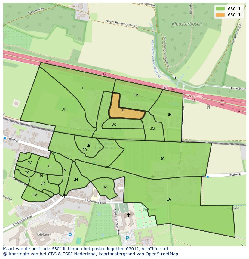 Afbeelding van het postcodegebied 6301 JL op de kaart.