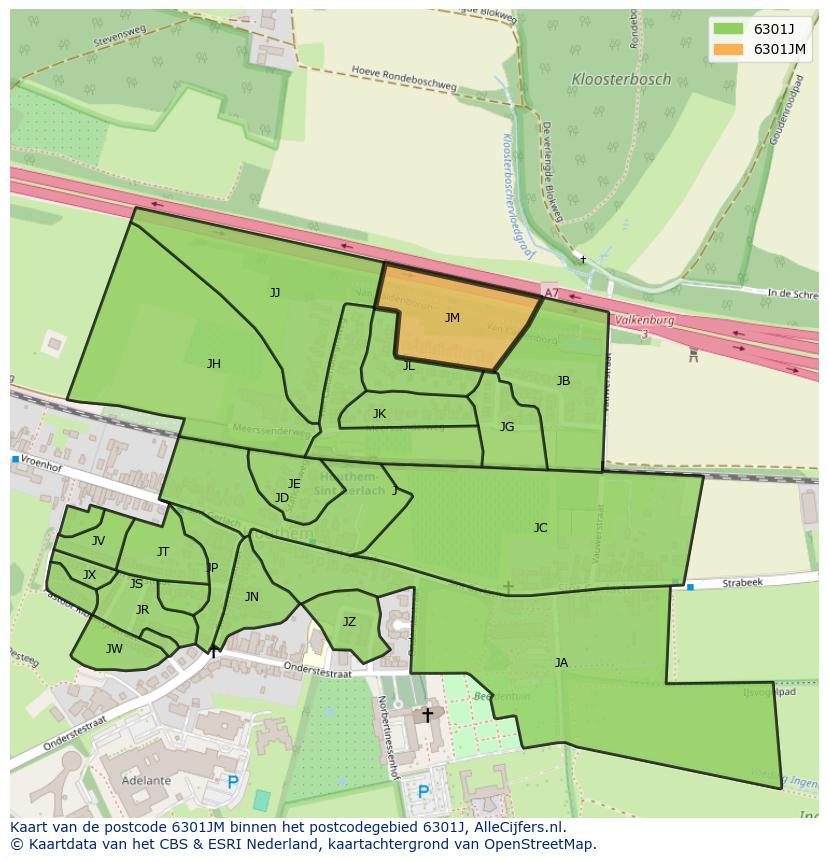 Afbeelding van het postcodegebied 6301 JM op de kaart.