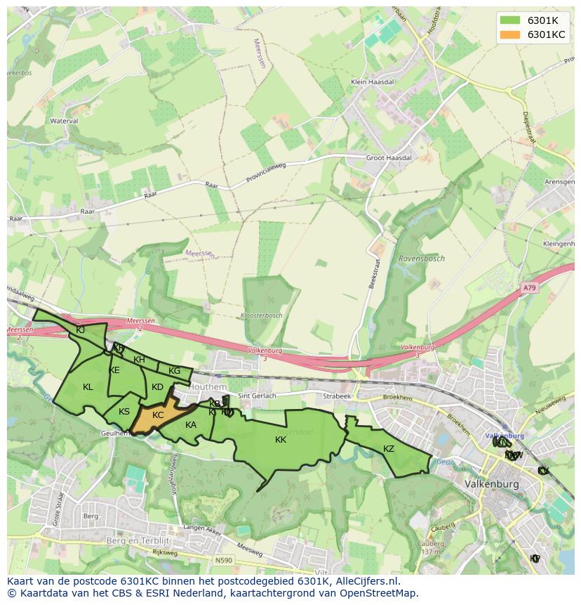 Afbeelding van het postcodegebied 6301 KC op de kaart.