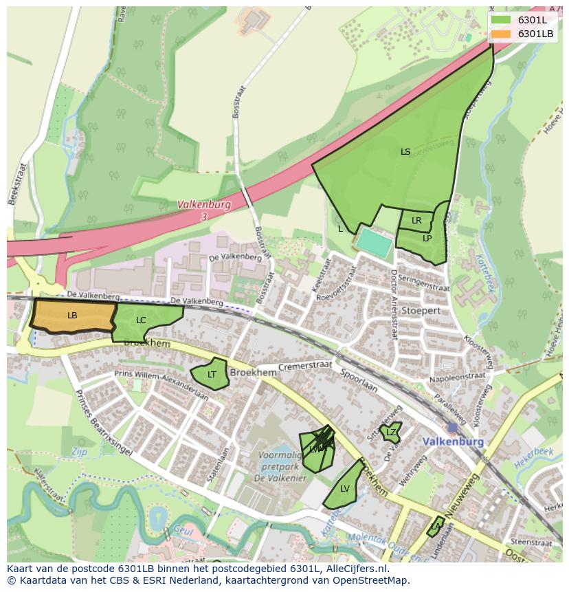 Afbeelding van het postcodegebied 6301 LB op de kaart.