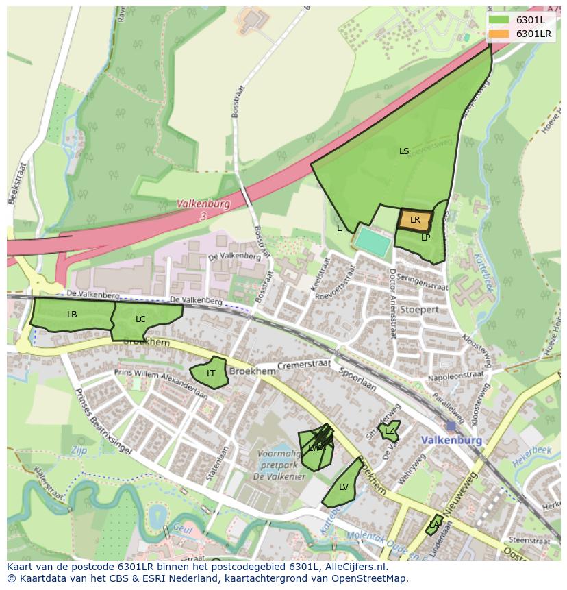 Afbeelding van het postcodegebied 6301 LR op de kaart.