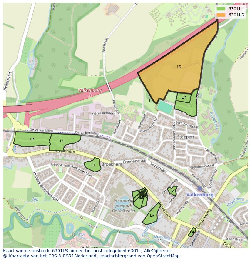 Afbeelding van het postcodegebied 6301 LS op de kaart.
