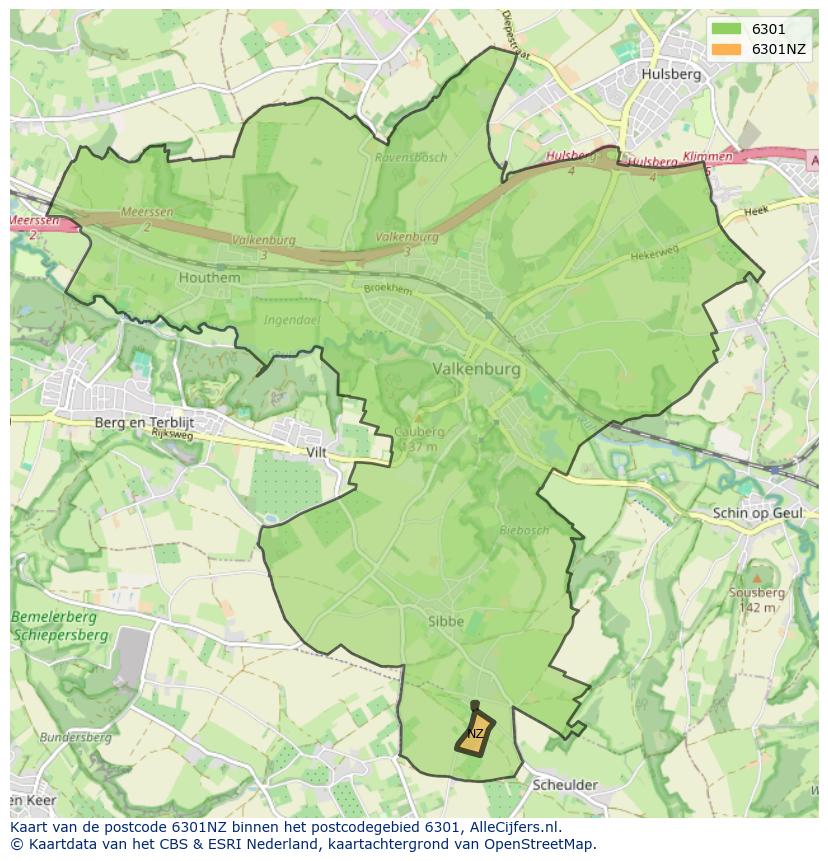 Afbeelding van het postcodegebied 6301 NZ op de kaart.
