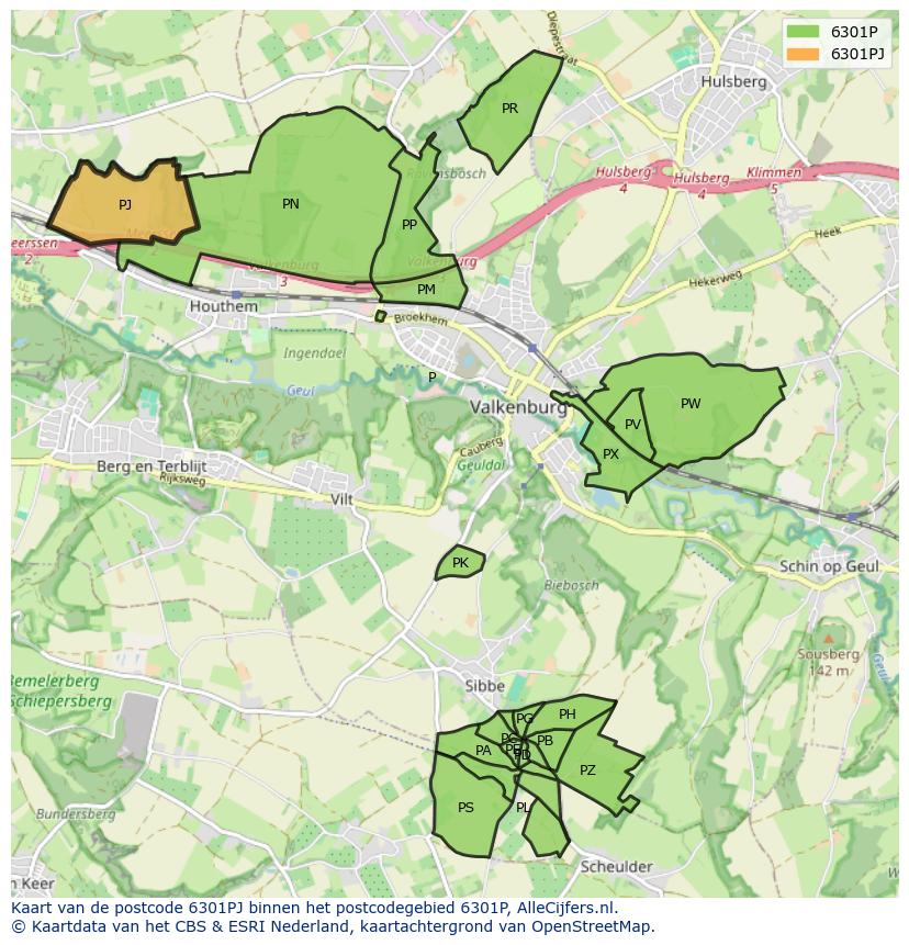 Afbeelding van het postcodegebied 6301 PJ op de kaart.