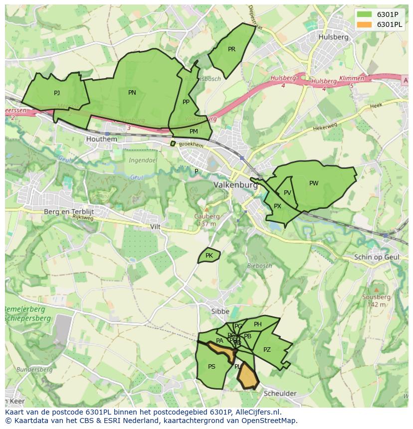 Afbeelding van het postcodegebied 6301 PL op de kaart.