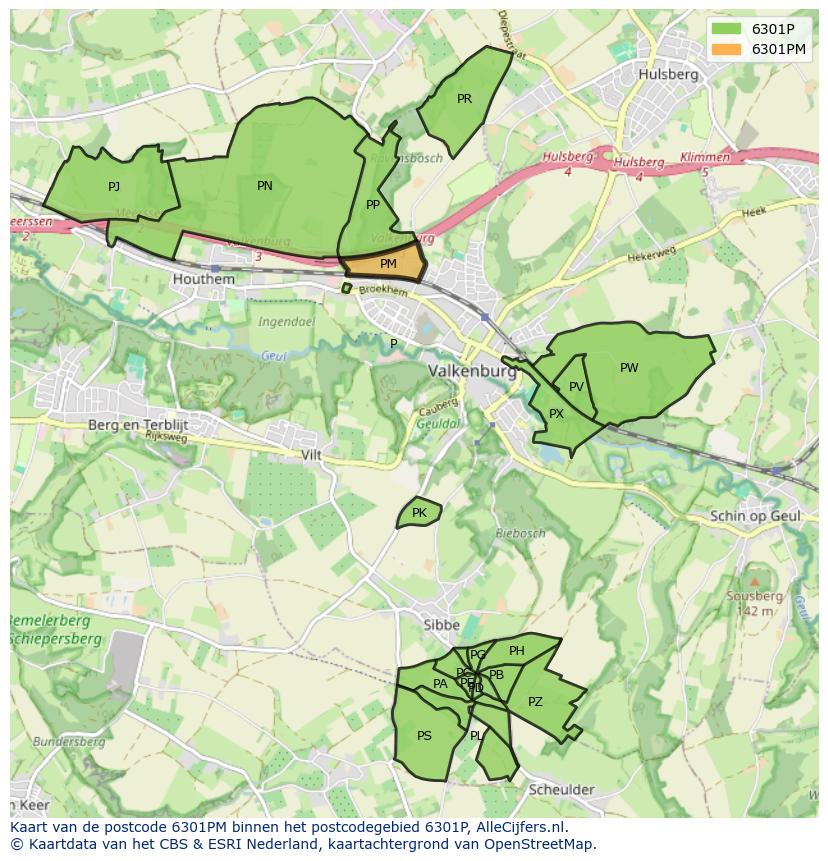 Afbeelding van het postcodegebied 6301 PM op de kaart.
