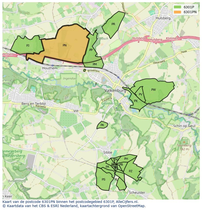 Afbeelding van het postcodegebied 6301 PN op de kaart.