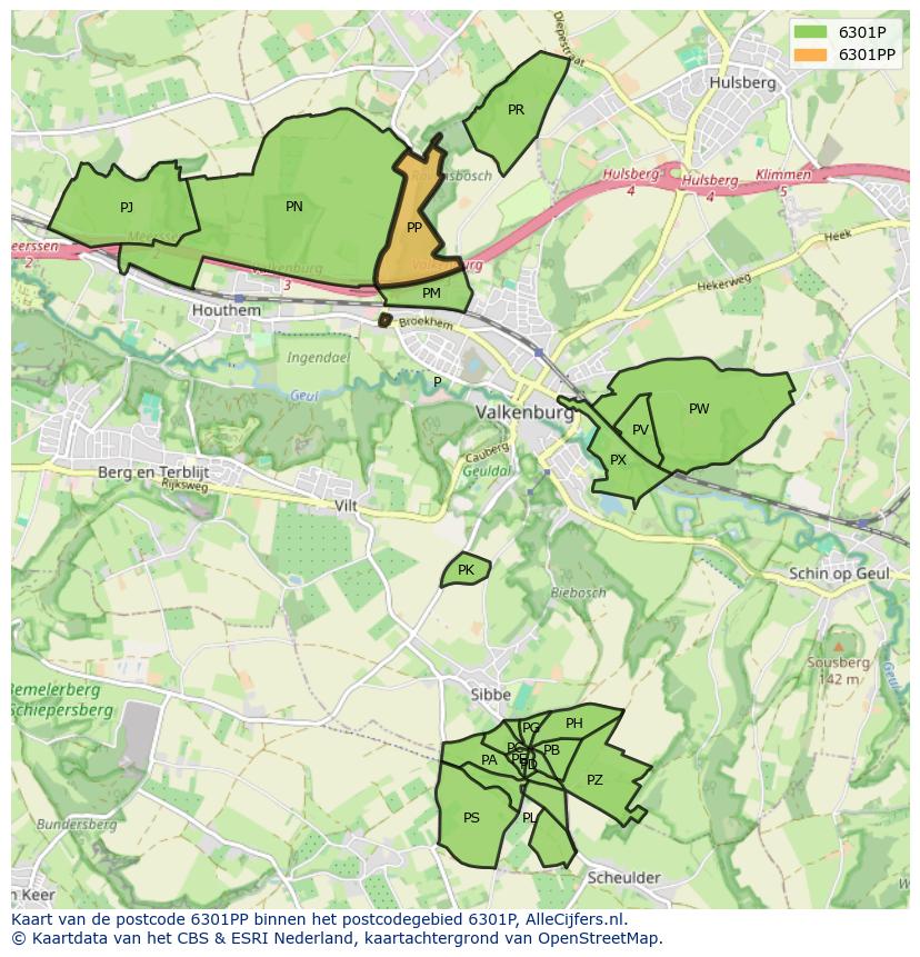 Afbeelding van het postcodegebied 6301 PP op de kaart.