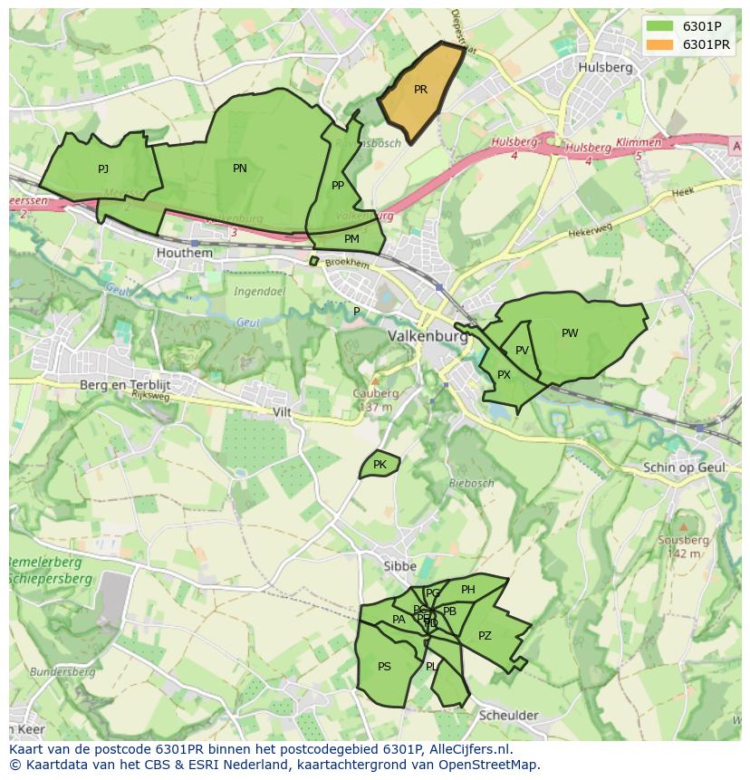 Afbeelding van het postcodegebied 6301 PR op de kaart.