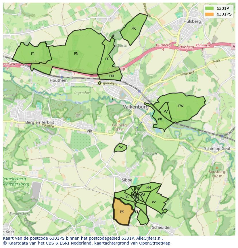 Afbeelding van het postcodegebied 6301 PS op de kaart.