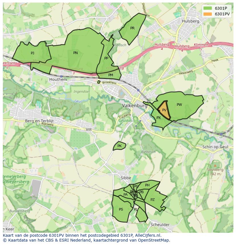 Afbeelding van het postcodegebied 6301 PV op de kaart.