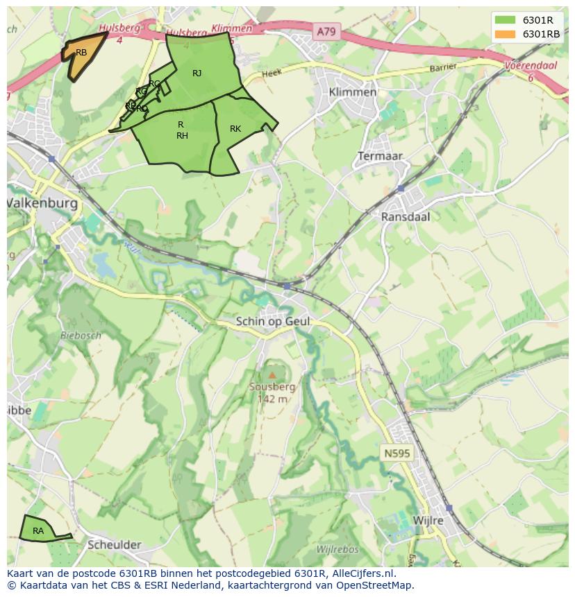 Afbeelding van het postcodegebied 6301 RB op de kaart.