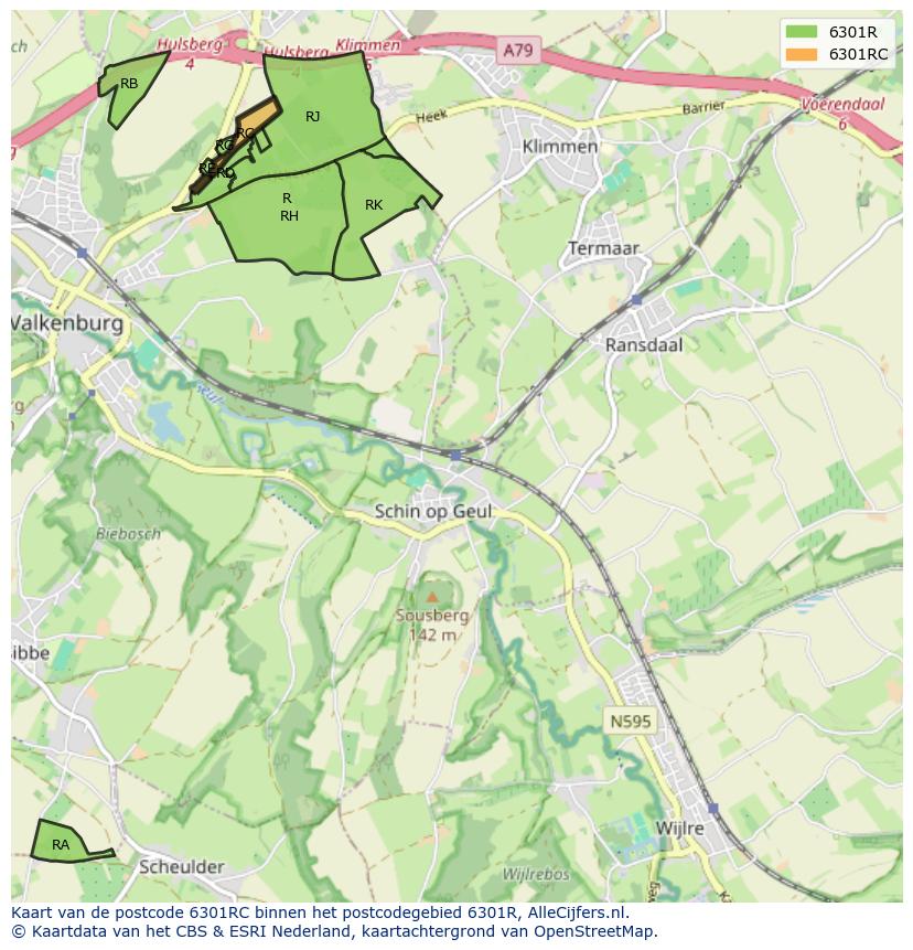 Afbeelding van het postcodegebied 6301 RC op de kaart.
