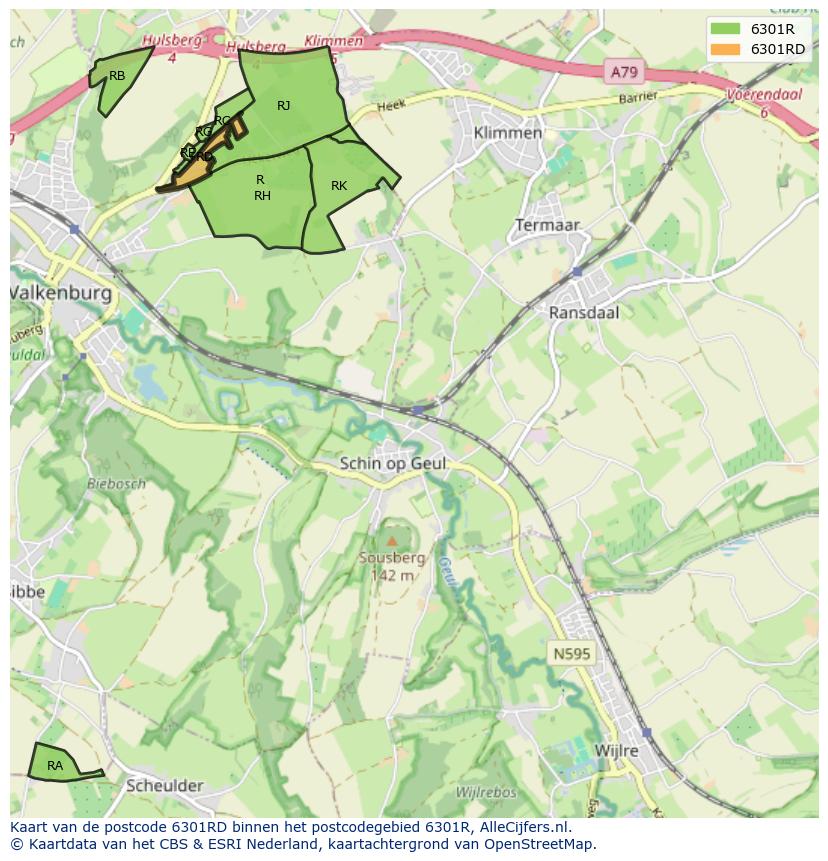 Afbeelding van het postcodegebied 6301 RD op de kaart.