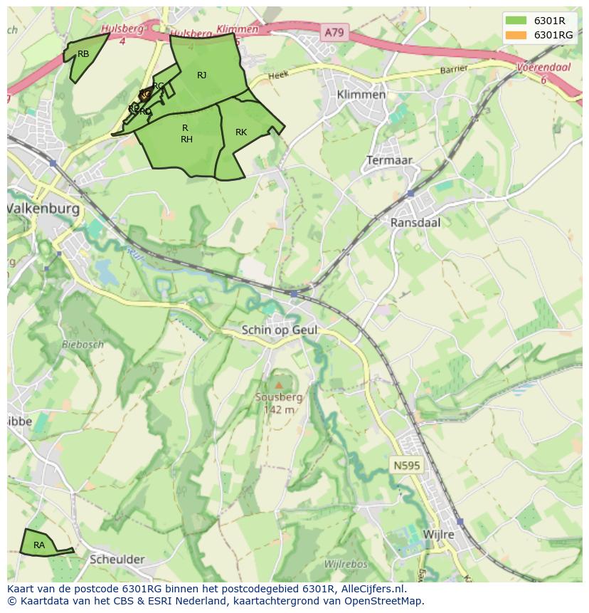 Afbeelding van het postcodegebied 6301 RG op de kaart.
