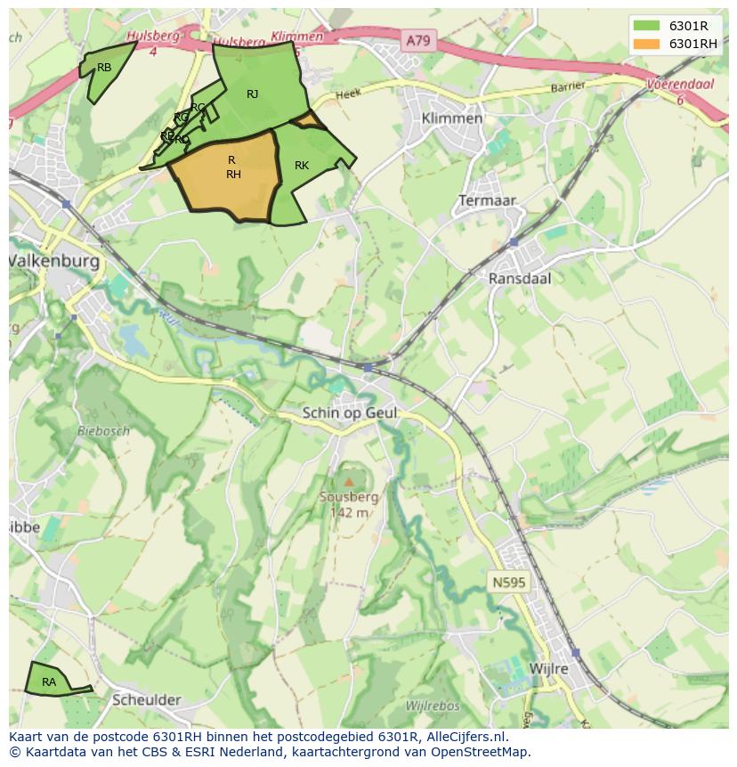 Afbeelding van het postcodegebied 6301 RH op de kaart.