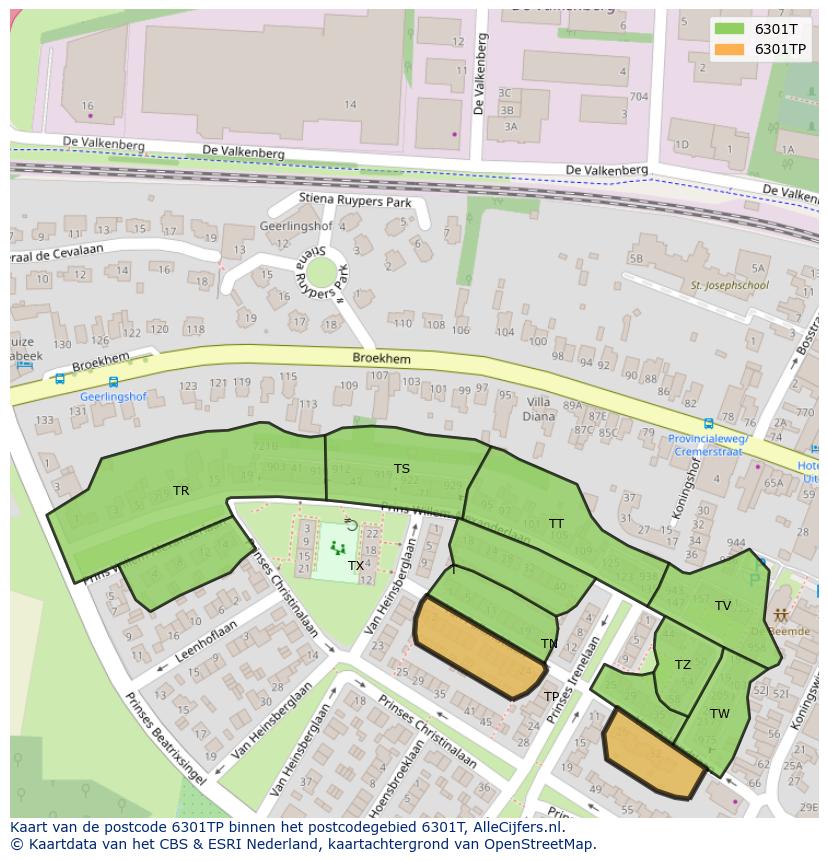 Afbeelding van het postcodegebied 6301 TP op de kaart.
