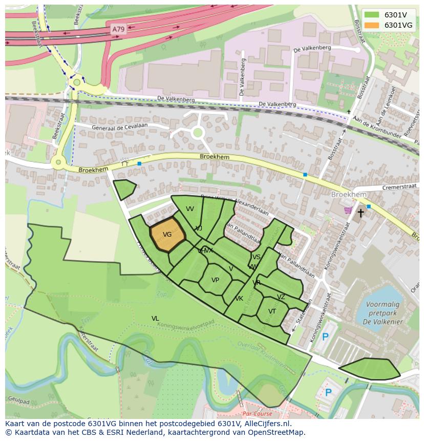 Afbeelding van het postcodegebied 6301 VG op de kaart.