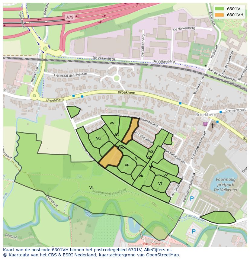 Afbeelding van het postcodegebied 6301 VH op de kaart.