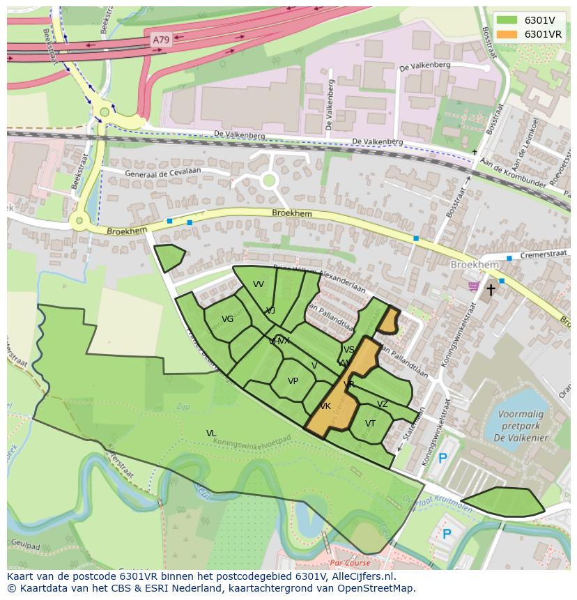 Afbeelding van het postcodegebied 6301 VR op de kaart.