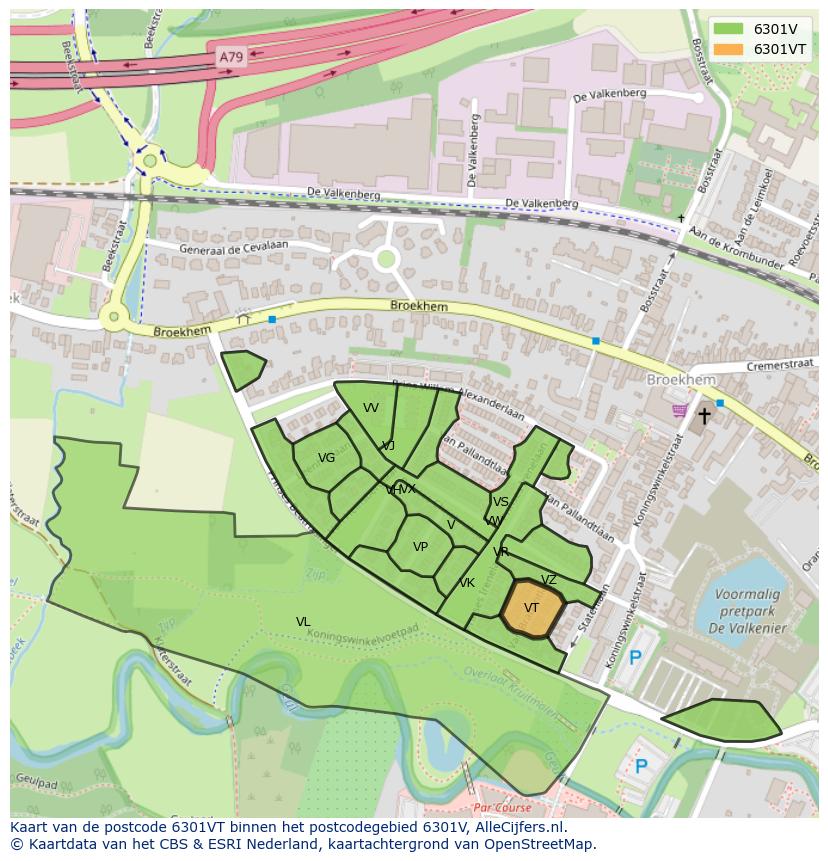 Afbeelding van het postcodegebied 6301 VT op de kaart.