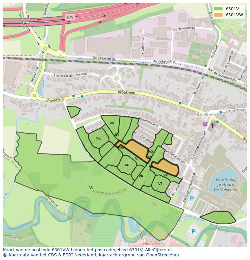 Afbeelding van het postcodegebied 6301 VW op de kaart.