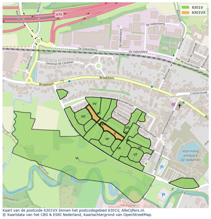 Afbeelding van het postcodegebied 6301 VX op de kaart.