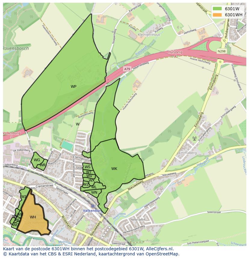 Afbeelding van het postcodegebied 6301 WH op de kaart.