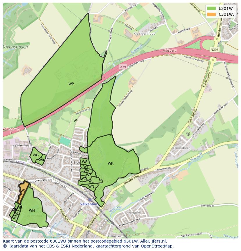 Afbeelding van het postcodegebied 6301 WJ op de kaart.
