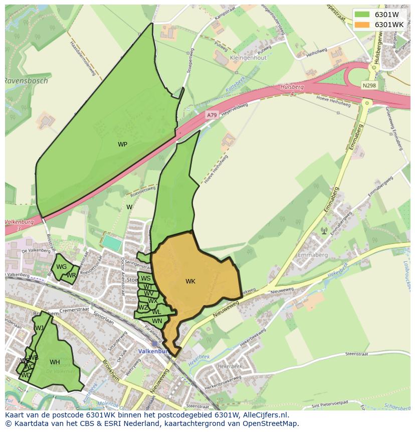 Afbeelding van het postcodegebied 6301 WK op de kaart.