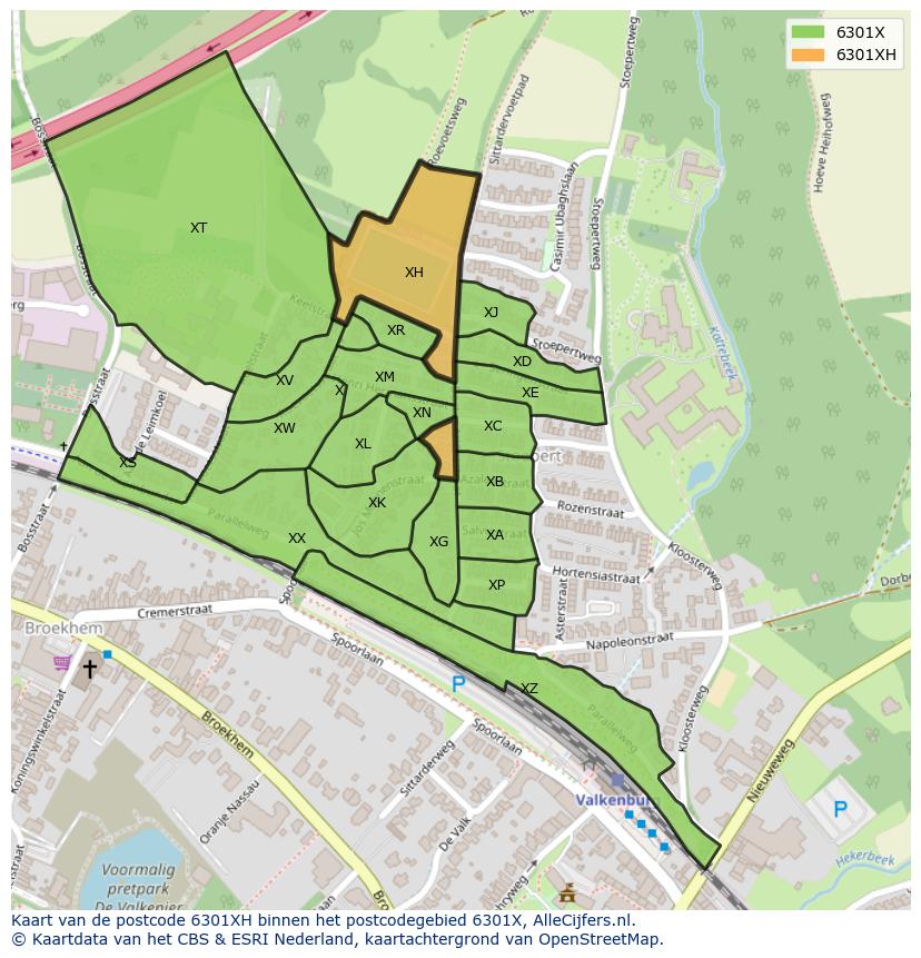 Afbeelding van het postcodegebied 6301 XH op de kaart.