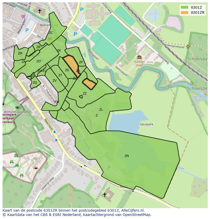 Afbeelding van het postcodegebied 6301 ZR op de kaart.