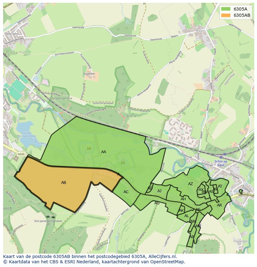 Afbeelding van het postcodegebied 6305 AB op de kaart.