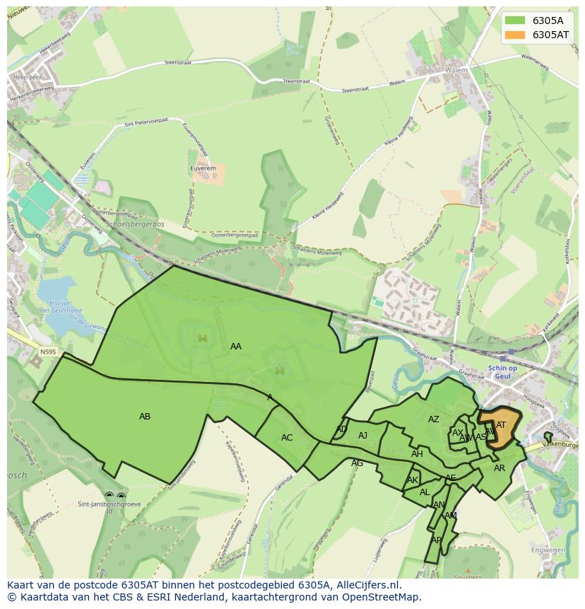 Afbeelding van het postcodegebied 6305 AT op de kaart.