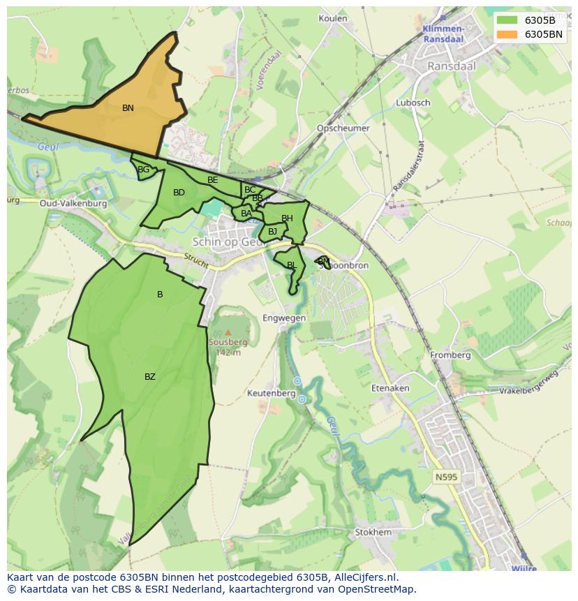 Afbeelding van het postcodegebied 6305 BN op de kaart.