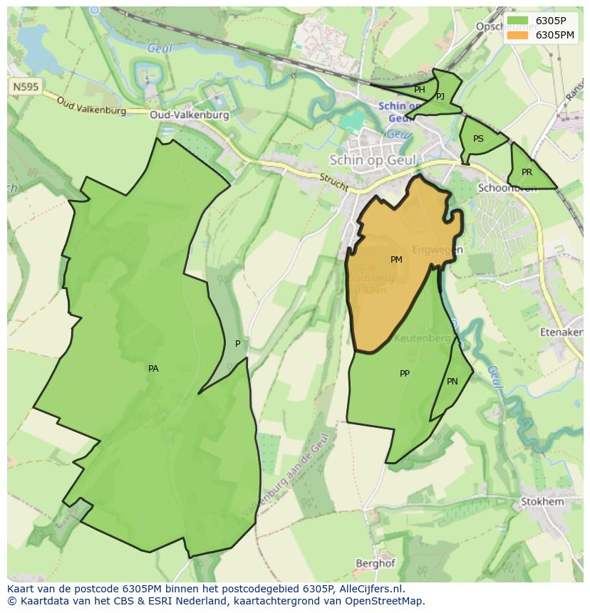 Afbeelding van het postcodegebied 6305 PM op de kaart.