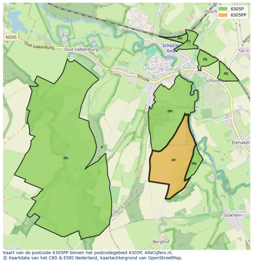 Afbeelding van het postcodegebied 6305 PP op de kaart.