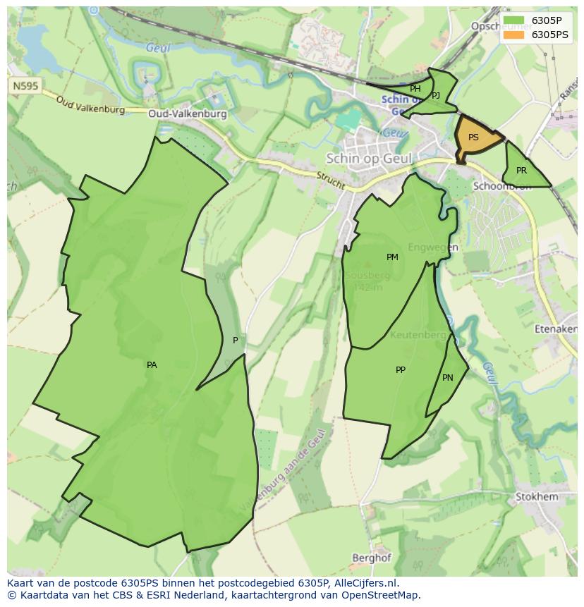 Afbeelding van het postcodegebied 6305 PS op de kaart.