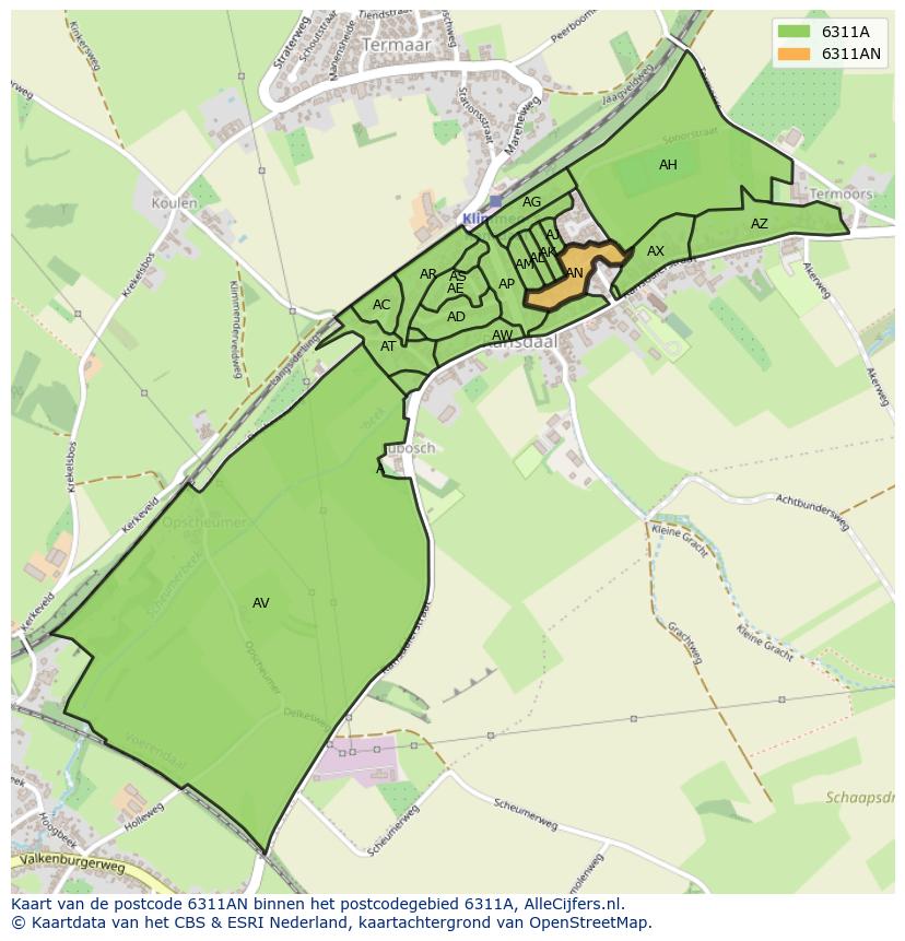 Afbeelding van het postcodegebied 6311 AN op de kaart.